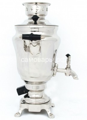 Электрический самовар из латуни никелированный на 1,5 литра форма "Тюльпан" с защитой от выкипания в Воткинске - votkinsk.mebel-74.com | фото