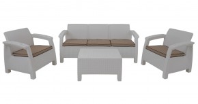 Комплект уличной мебели Yalta Premium Terrace Triple Set (Ялта) белый (+подушки под спину) в Воткинске - votkinsk.mebel-74.com | фото