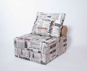 Кресло-кровать-пуф бескаркасное Прайм (Газета) в Воткинске - votkinsk.mebel-74.com | фото